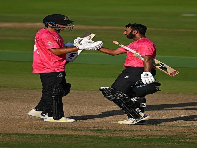Cheteshwar Pujara scored 107 runs off just 79 balls for Sussex | Cheteshwar Pujara: इंग्लंडच्या धरतीवर चेतेश्वर पुजाराचा आक्रमक पवित्रा; केवळ ७३ चेंडूत ठोकले शतक