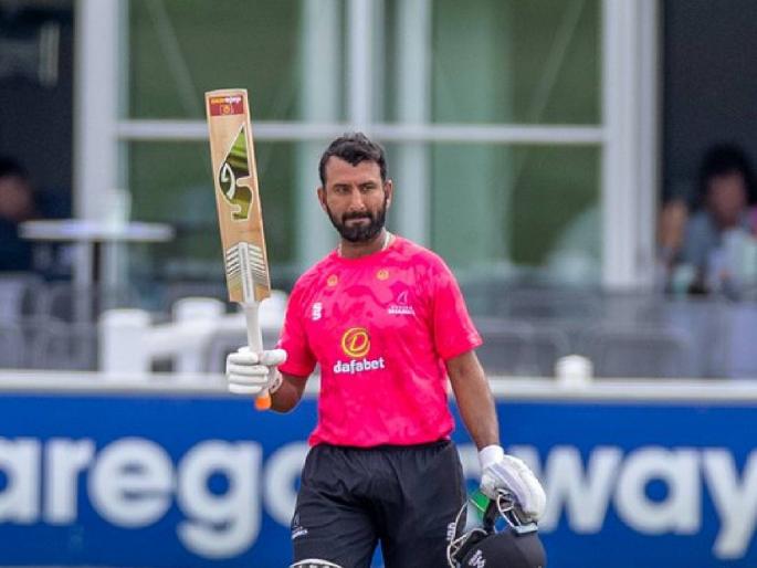 14 fours, 2 sixes! Cheteshwar Pujara completed hundred from just 75 balls in RLODC 2022 for Sussex against Middlesex, video | Cheteshwar Pujara : 14 चौकार, 2 षटकार! चेतेश्वर पुजाराने इंग्लिश गोलंदाजांना धु धु धुतले, 75 चेंडूंत शतक झळकावले, Video