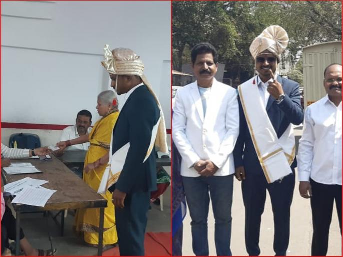 Chinchwad By Election Before the marriage, the bridegroom exercised his right to vote | Chinchwad By Election | आधी लगीन... असं म्हणत लग्नापूर्वी नवरदेवाने बजावला मतदानाचा हक्क