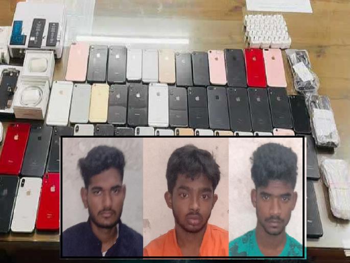 Three thieves from Nipani arrested in Kolhapur, 70 mobile handsets including iPhone seized | कोल्हापूर: शॉपी फोडून आयफोनसह सुमारे १२ लाखाचे मोबाईल लंपास, तिघा चोरट्यांस अटक Three thieves from Nipani arrested in Kolhapur, 70 mobile handsets including iPhone seized | कोल्हापूर: शॉपी फोडून आयफोनसह सुमारे १२ लाखाचे मोबाईल लंपास, तिघा चोरट्यांस अटक