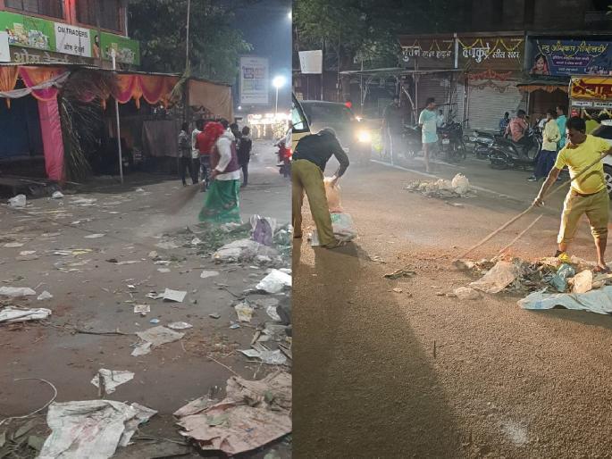 As many as 70 tons of firecrackers, flowers, material waste accumulated in Sangli; The municipal corporation did the cleaning at night | सांगलीत तब्बल ७० टन फटाके, फुले, साहित्याचा कचरा जमा; महापालिकेने रात्रीत केली स्वच्छता As many as 70 tons of firecrackers, flowers, material waste accumulated in Sangli; The municipal corporation did the cleaning at night | सांगलीत तब्बल ७० टन फटाके, फुले, साहित्याचा कचरा जमा; महापालिकेने रात्रीत केली स्वच्छता