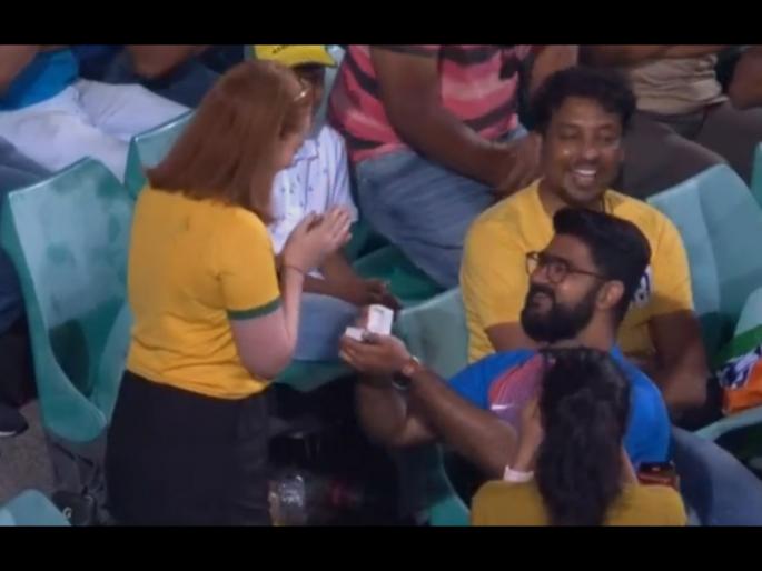 India vs Australia : Marriage proposal in SCG and she said "Yes", watch Video  | India vs Australia : भारतीय चाहत्यानं विचारलं, माझी होशील का?; फिल्मी स्टाईल प्रपोजनं वेधलं लक्ष, Video