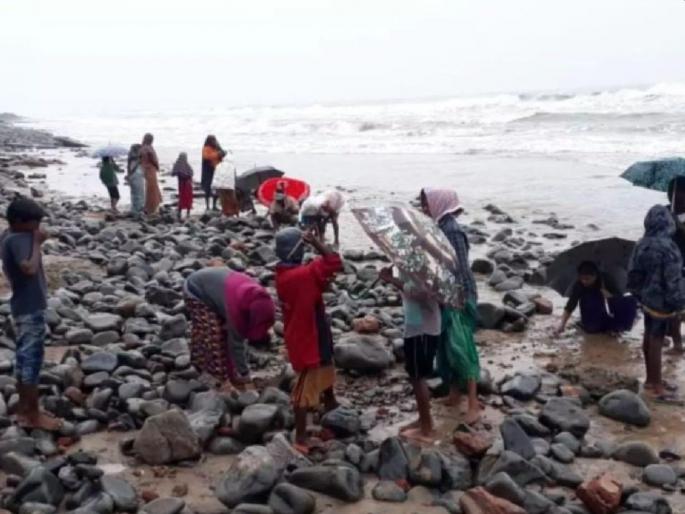 Gold particles are coming ashore from the sea in Uppada village of Andhra! | समुद्रकिनारी चक्क सोन्याचे कण सापडले; गावकऱ्यांची पळापळ, सरकारी अधिकारीही सरसावले Gold particles are coming ashore from the sea in Uppada village of Andhra! | समुद्रकिनारी चक्क सोन्याचे कण सापडले; गावकऱ्यांची पळापळ, सरकारी अधिकारीही सरसावले