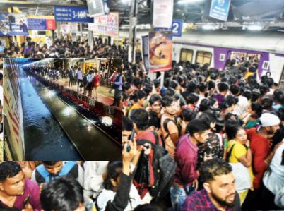 Mumbai collapsed Train delayed due to heavy rains, traffic jam | मुंबई काेलमडली! मुसळधार पावसाच्या तडाख्याने रेल्वे लेट, रस्तोरस्ती कोंडी Mumbai collapsed Train delayed due to heavy rains, traffic jam | मुंबई काेलमडली! मुसळधार पावसाच्या तडाख्याने रेल्वे लेट, रस्तोरस्ती कोंडी