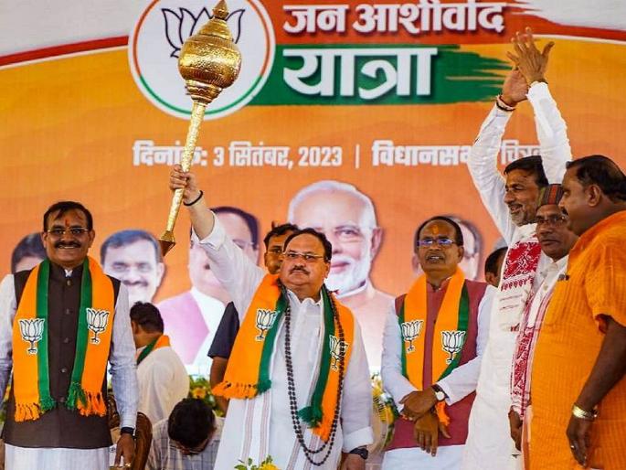 BJP leader jp nadda ask in madhya pradesh rally is this political strategy to abolish sanatan dharma | ही सनातन धर्म नष्ट करण्याची राजकीय रणनीती आहे का? उदयनिधींच्या वक्तव्यावर नड्डांचा हल्लाबोल BJP leader jp nadda ask in madhya pradesh rally is this political strategy to abolish sanatan dharma | ही सनातन धर्म नष्ट करण्याची राजकीय रणनीती आहे का? उदयनिधींच्या वक्तव्यावर नड्डांचा हल्लाबोल