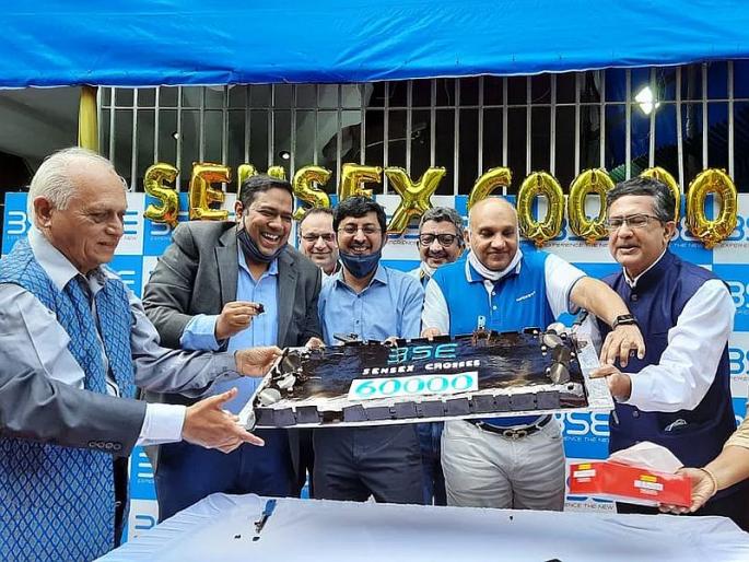 Sensex record above 60,000; Nifty also set a new record in the stock market | सेन्सेक्सचा विक्रम, ६० हजारांच्या पुढे; शेअर बाजारात दिवाळी, निफ्टीचाही नवा विक्रम