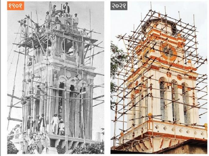 The historic ‘Clock Tower’ got past glory; After 120 years, repairs are being done in a scientific way | ऐतिहासिक ‘क्लॉक टॉवर’ला मिळाले गतवैभव; १२० वर्षांनंतर शास्त्रशुद्ध पद्धतीने होतेय डागडुजी The historic ‘Clock Tower’ got past glory; After 120 years, repairs are being done in a scientific way | ऐतिहासिक ‘क्लॉक टॉवर’ला मिळाले गतवैभव; १२० वर्षांनंतर शास्त्रशुद्ध पद्धतीने होतेय डागडुजी