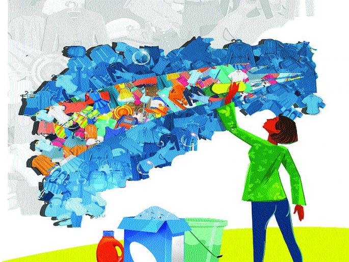 33% is Daily participation of laundry men | कपडे धुण्यातील पुरुषांचा दैनंदिन सहभाग ३३ टक्के 33% is Daily participation of laundry men | कपडे धुण्यातील पुरुषांचा दैनंदिन सहभाग ३३ टक्के