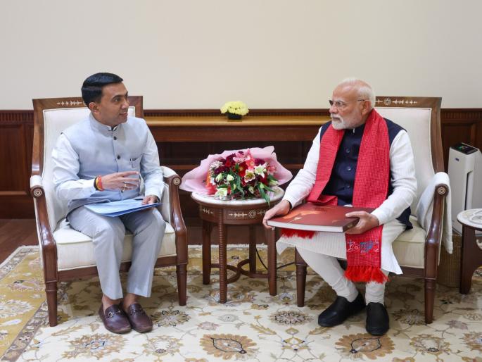 goa cm pramod sawant meet pm narendra modi in delhi | मुख्यमंत्री प्रमोद सावंत पंतप्रधान नरेंद्र मोदींना भेटले! goa cm pramod sawant meet pm narendra modi in delhi | मुख्यमंत्री प्रमोद सावंत पंतप्रधान नरेंद्र मोदींना भेटले!