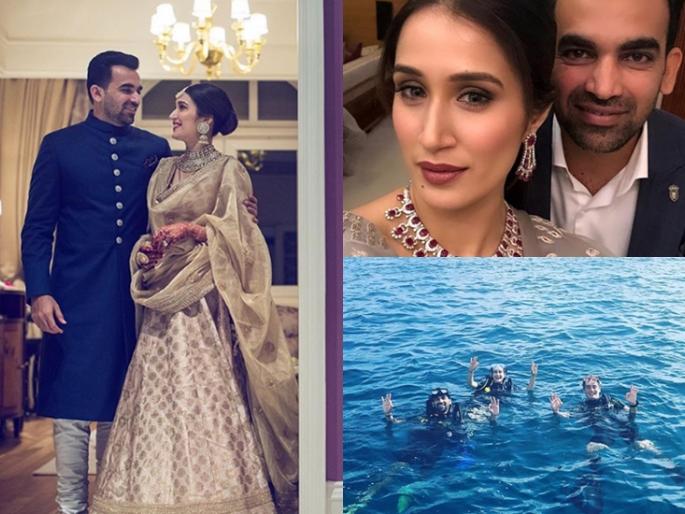 Zaheer Khan on Honeymoon trip in Maldives - this special photo shared by Sagarika Ghatge! | मालदीव येथे हनिमून ट्रिपवर असलेल्या जहीर खान-सागरिका घाटगेने शेअर केलेले हे खास फोटो!