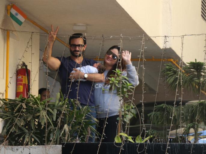 Saif Ali Khan & Kareena Kapoor pose with their newborn son | Saif Ali Khan & Kareena Kapoor pose with their newborn son