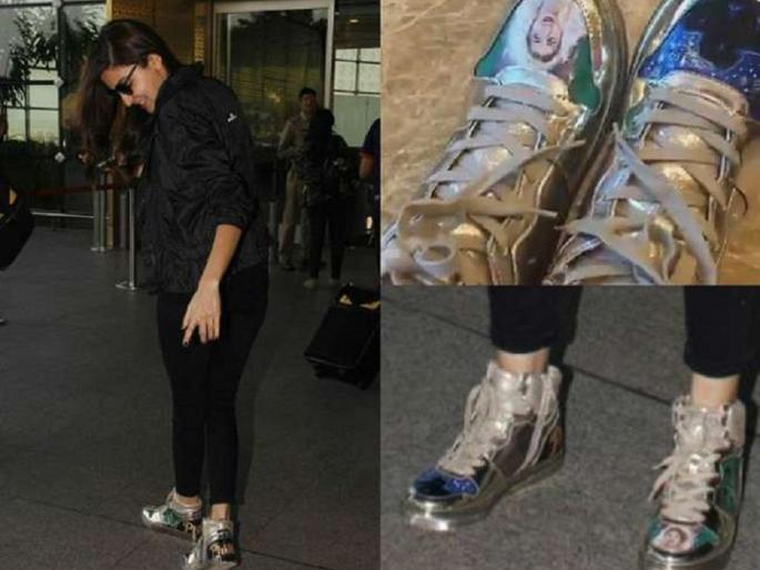 Look at Anushka Sharma's shoes, who is she? | ​अनुष्का शर्माच्या शूजवर दिसतेय,‘ती’ कोण?