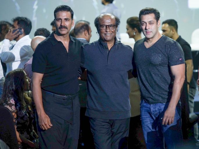 Rajinikanth, Akshay Kumar and Salman Khan during the first look of film 2.0 | Rajinikanth, Akshay Kumar and Salman Khan during the first look of film 2.0 Rajinikanth, Akshay Kumar and Salman Khan during the first look of film 2.0 | Rajinikanth, Akshay Kumar and Salman Khan during the first look of film 2.0