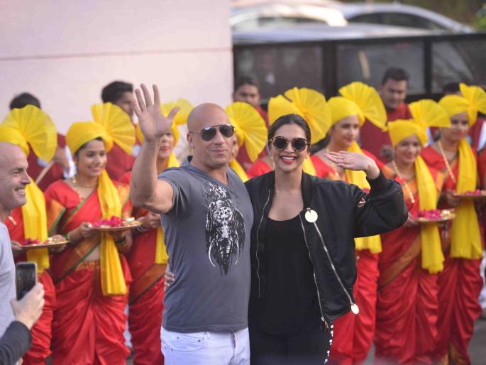 Vin, Deepika comes to promote film XXX: Return of Xander Cage in Mumbai, | Vin, Deepika arrive to promote film XXX: Return of Xander Cage in Mumbai,