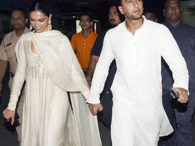 Deepika Padukone, Loveworld, Ranveer Singh and 'Padmavat' have put their hands in screening! | ​ ‘पद्मावत’च्या स्क्रिनिंगला हातात हात घालून दिसले लव्हबर्ड्स रणवीर सिंग अन् दीपिका पादुकोण !