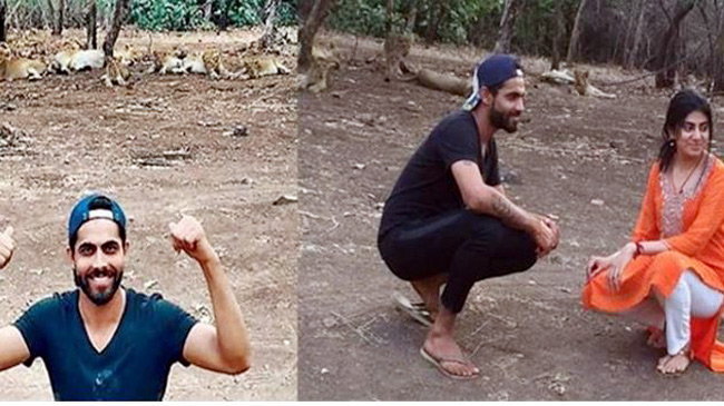 Debate: Seamohobat Selfie, wife of Ravindra Jadeja | ​वाद : रवींद्र जडेजाचा पत्नीसह सिंहासोबत सेल्फी