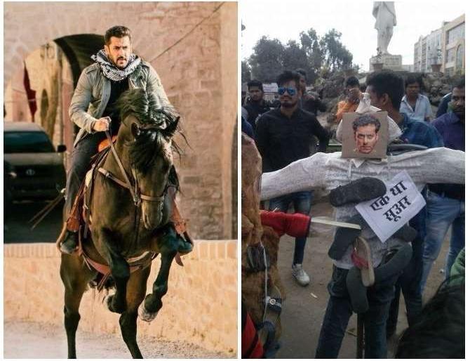 Salman Khan's statue burned in Jaipur; Tiger is alive! | ‘टायगर जिंदा हैं’ रिलीज होताच झाला कडाडून विरोध, जयपूरमध्ये जाळला सलमान खानचा पुतळा! Salman Khan's statue burned in Jaipur; Tiger is alive! | ‘टायगर जिंदा हैं’ रिलीज होताच झाला कडाडून विरोध, जयपूरमध्ये जाळला सलमान खानचा पुतळा!