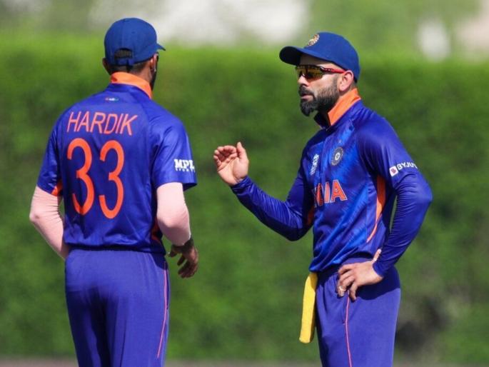T20 World Cup, India vs Pakistan : Hardik Pandya missed out on the optional training session of today's evening, Jasprit Bumrah spent a Quality time with MS Dhoni   | T20 World Cup, India vs Pakistan : Hardik Pandyaनं सायंकाळच्या सराव सत्राला मारली दांडी; पाकिस्तानविरुद्ध खेळण्याबाबत संभ्रम!