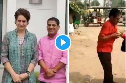girls beaten up congress district president Anuj Mishra video viral | ...म्हणून काँग्रेसच्या जिल्हाध्यक्षाला तरुणींनी भररस्त्यात चपलेनं चोपलं, Video जोरदार व्हायरल girls beaten up congress district president Anuj Mishra video viral | ...म्हणून काँग्रेसच्या जिल्हाध्यक्षाला तरुणींनी भररस्त्यात चपलेनं चोपलं, Video जोरदार व्हायरल