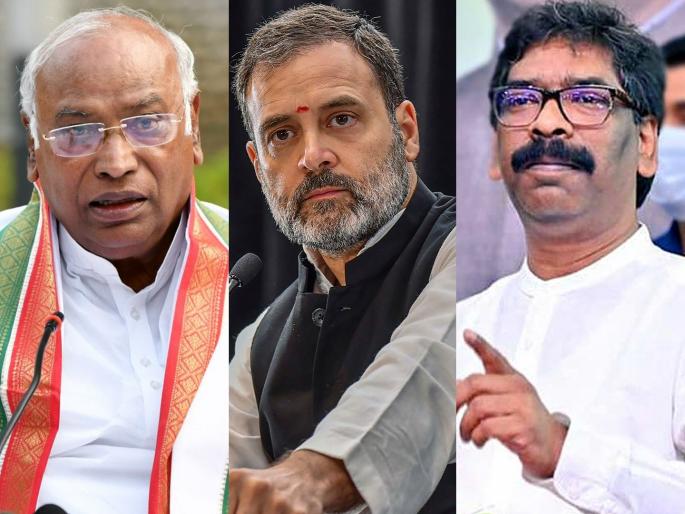 congress mallikarjun kharge and rahul gandhi slams bjp after ed action on hemant soren | “मोदींसोबत नाही, त्याला जेलमध्ये टाका हेच धोरण”; हेमंत सोरेन कारवाईवरून काँग्रेसची टीका congress mallikarjun kharge and rahul gandhi slams bjp after ed action on hemant soren | “मोदींसोबत नाही, त्याला जेलमध्ये टाका हेच धोरण”; हेमंत सोरेन कारवाईवरून काँग्रेसची टीका