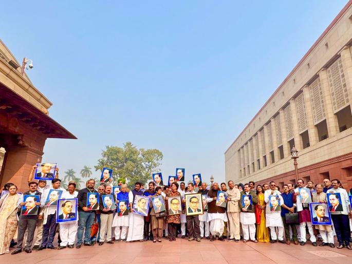 uproar in parliament over amit shah statement on dr babasaheb ambedkar | 'जय भीम'च्या घोषाने संसद दणाणली uproar in parliament over amit shah statement on dr babasaheb ambedkar | 'जय भीम'च्या घोषाने संसद दणाणली