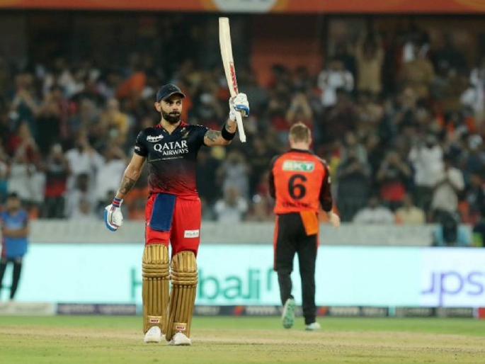 IPL 2023, RCB vs SRH Live Marathi : Virat Kohli ( 100) brings up his 6th IPL century, Virat Kohli surpasses Rohit Sharma and KL Rahul for most T20 hundreds among Indians, also equalling Chris Gayle for most IPL tons (6). | IPL 2023, RCB vs SRH Live : विराट कोहलीच्या शतकासमोर हैदराबादचा पालापाचोळा, मोडला रोहित शर्माचा विक्रम