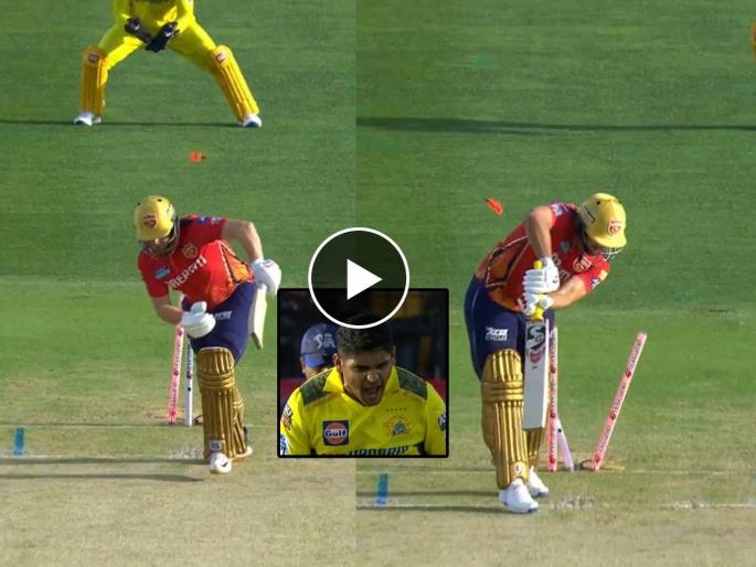 IPL 2024, Punjab Kings vs Chennai Super Kings Live Marathi : Tushar Deshpande disturbs the stumps twice in a single over, End of the 9 overs PBKS managed 68/4, Video | देशपांडे लैय भारी! तुषारने पहिल्याच षटकात PBKS च्या स्टार फलंदाजांचे उडवले त्रिफळे, Video 