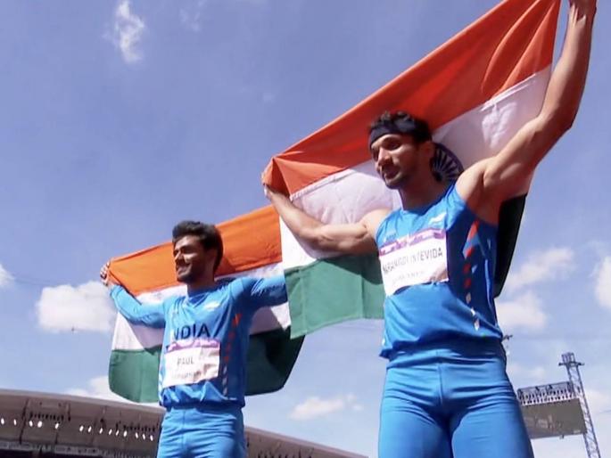 Commonwealth Games 2022  Men's Triple Jump - Final : Eldhose Paul brings home the GOLD medal with a jump of 17.03m & Abdulla Aboobacker grabs the SILVER with an effort of 17.02m, Praveen Chithravel 16.89m finish fourth | Commonwealth Games 2022 : सुवर्णही आमचे अन् रौप्यही!; एलडोस पॉल, अब्दुल्ला अबूबाकेर यांनी तिहेरी उडीत इतिहास घडविला; जगाला दणका दिला Commonwealth Games 2022  Men's Triple Jump - Final : Eldhose Paul brings home the GOLD medal with a jump of 17.03m & Abdulla Aboobacker grabs the SILVER with an effort of 17.02m, Praveen Chithravel 16.89m finish fourth | Commonwealth Games 2022 : सुवर्णही आमचे अन् रौप्यही!; एलडोस पॉल, अब्दुल्ला अबूबाकेर यांनी तिहेरी उडीत इतिहास घडविला; जगाला दणका दिला