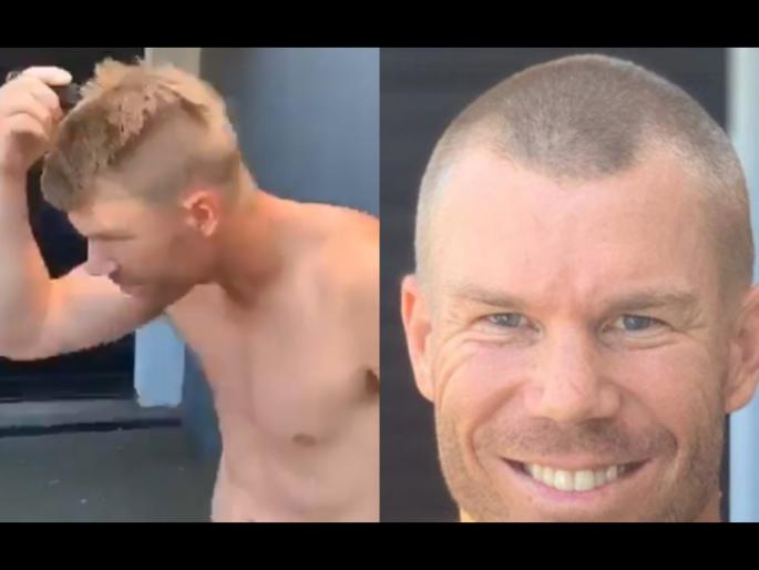 David Warner shaves off his head in support of medical workers; nominates Virat Kohli svg | Corona Virus : डेव्हिड वॉर्नरचा 'वैदिक' पाठिंबा, विराट कोहलीला दिलं चॅलेंज