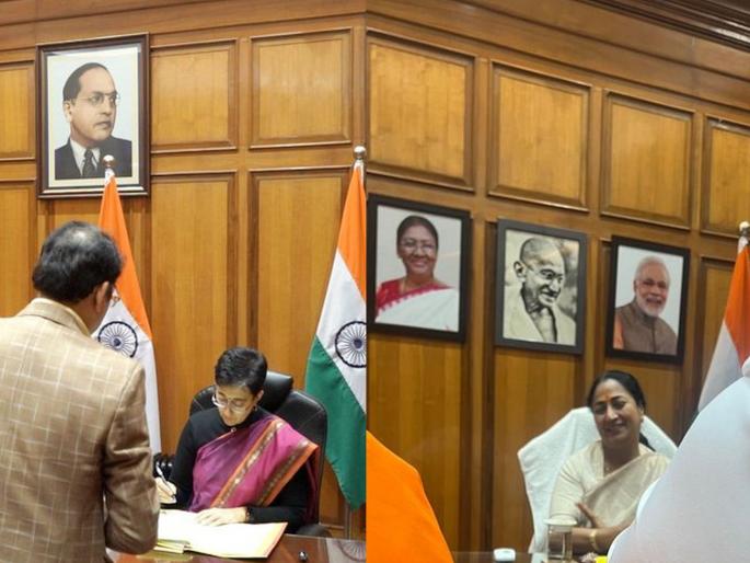 Aam Aadmi Party gets angry after CM Rekha Gupta removes photos of two great men from her office | CM रेखा गुप्ता यांच्या कार्यालयातून 'दोन महापुरुषांचे फोटो हटवल्याने आम आदमी पक्ष भडकला; आता कुणाचे लावले? Aam Aadmi Party gets angry after CM Rekha Gupta removes photos of two great men from her office | CM रेखा गुप्ता यांच्या कार्यालयातून 'दोन महापुरुषांचे फोटो हटवल्याने आम आदमी पक्ष भडकला; आता कुणाचे लावले?