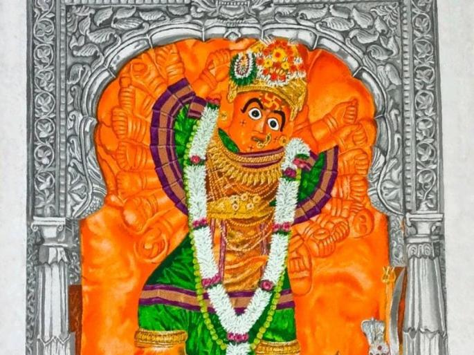 Rangoli of Saptashrungi Devi made by a woman from Dombivali | डोंबिवलीमधील महिलेनं साकारली सप्तश्रृंगी देवीची रांगोळी Rangoli of Saptashrungi Devi made by a woman from Dombivali | डोंबिवलीमधील महिलेनं साकारली सप्तश्रृंगी देवीची रांगोळी
