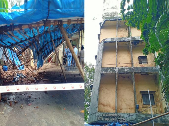Kopari ward committee building's outside Elevation pint collapse, no casualties | कोपरी प्रभाग समिती इमारतीच्या बाहेरील भागाचा एलीव्हेशन पिंथ कोसळला, जीवितहानी नाही Kopari ward committee building's outside Elevation pint collapse, no casualties | कोपरी प्रभाग समिती इमारतीच्या बाहेरील भागाचा एलीव्हेशन पिंथ कोसळला, जीवितहानी नाही