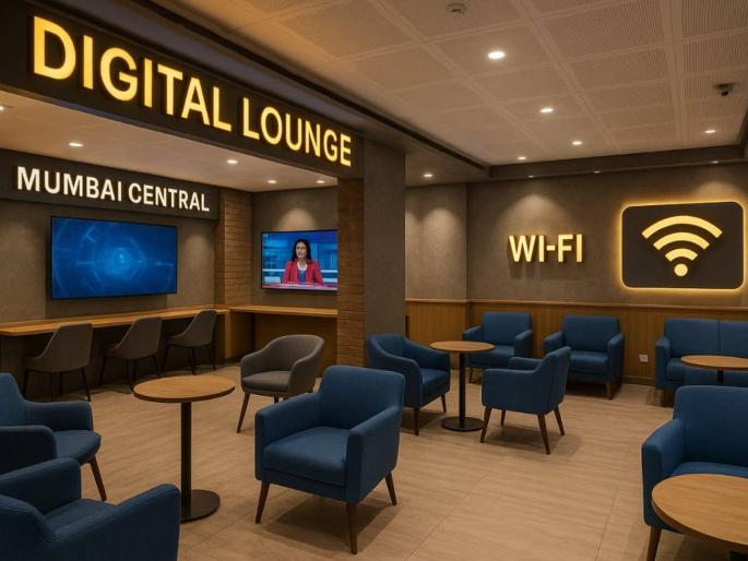 India's first digital lounge to be set up at Mumbai Central station; | मुंबई सेंट्रल स्थानकावर होणार भारतातील पहिले डिजिटल लाउंज; विमानतळाप्रमाणे को -वर्किंग स्पेस सुविधेसाठी १७१२ चौरस फूट जागेचा विकास