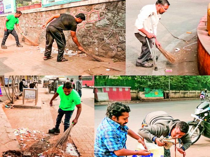 Cleanliness campaign by Divyang's youth; Shivaji nagar area of Pune clean | दिव्यांग तरुणांचा स्वच्छतेचा ध्यास; पुण्यातील शिवाजीनगर परिसर केला चकाचक Cleanliness campaign by Divyang's youth; Shivaji nagar area of Pune clean | दिव्यांग तरुणांचा स्वच्छतेचा ध्यास; पुण्यातील शिवाजीनगर परिसर केला चकाचक