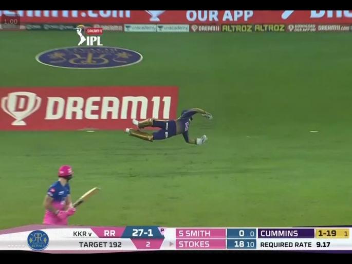 KKR vs RR Latest News : An absolute stunner of a catch from Dinesh Karthik to get the BIG wicket of Ben Stokes, Video | KKR vs RR Latest News : दिनेश कार्तिकचा अप्रतिम झेल; इरफान पठाणनं दिली Birds ची उपमा, Video