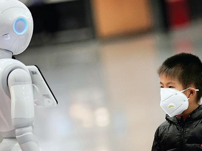 Robot, technology used with drones to support Corona virus | कोरोनाची साथ रोखण्यात रोबो, ड्रोनसह तंत्रज्ञानाचा वापर Robot, technology used with drones to support Corona virus | कोरोनाची साथ रोखण्यात रोबो, ड्रोनसह तंत्रज्ञानाचा वापर