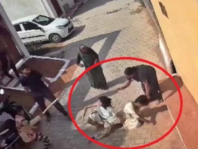Women fight over dog walking, pull each other's hair, hit each other | कुत्र्याला फिरवण्यावरून महिलांमध्ये राडा, एकमेकींच्या झिंज्या उपटल्या, आपटून आपटून मारले    Women fight over dog walking, pull each other's hair, hit each other | कुत्र्याला फिरवण्यावरून महिलांमध्ये राडा, एकमेकींच्या झिंज्या उपटल्या, आपटून आपटून मारले