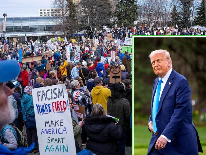 America doesn't want a king...! Thousands of Americans take to the streets against Donald Trump; Likened to being stupider than Hitler... | अमेरिकेला राजा नको...! हजारो अमेरिकन डोनाल्ड ट्रम्प विरोधात रस्त्यावर; हिटलरची उपमा...