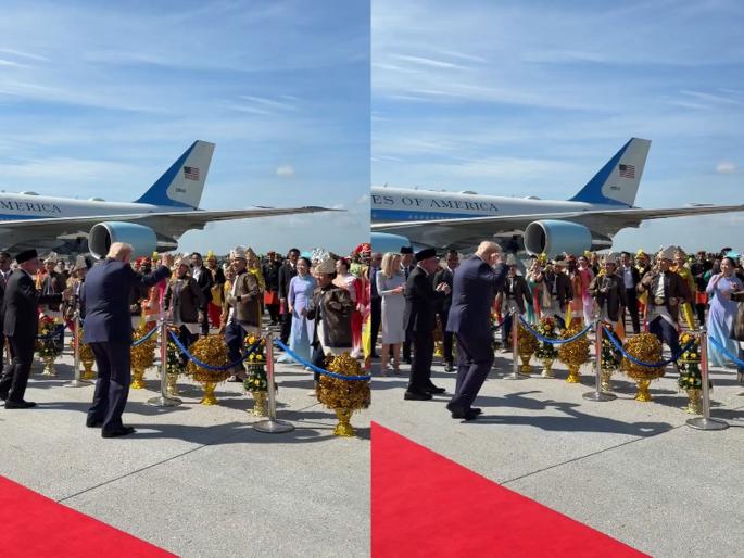Trump started dancing as soon as he got off the plane, even the Malaysian Prime Minister was surprised to see the dance Watch Video | विमानातून उतरताच ट्रम्प यांनी धरला ठेका, ठुमके पाहून मलेशियाचे पंतप्रधानही चकित झाले; बघा Video Trump started dancing as soon as he got off the plane, even the Malaysian Prime Minister was surprised to see the dance Watch Video | विमानातून उतरताच ट्रम्प यांनी धरला ठेका, ठुमके पाहून मलेशियाचे पंतप्रधानही चकित झाले; बघा Video