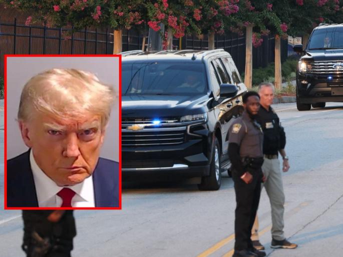 Dramatic events in America! Donald Trump surrendered in jail, walked out within 20 minutes after mugshot, Arrested | अमेरिकेत नाट्यमय घडामोडी! ट्रम्प यांनी जेलमध्ये सरेंडर केले, २० मिनिटांत बाहेरही पडले Dramatic events in America! Donald Trump surrendered in jail, walked out within 20 minutes after mugshot, Arrested | अमेरिकेत नाट्यमय घडामोडी! ट्रम्प यांनी जेलमध्ये सरेंडर केले, २० मिनिटांत बाहेरही पडले