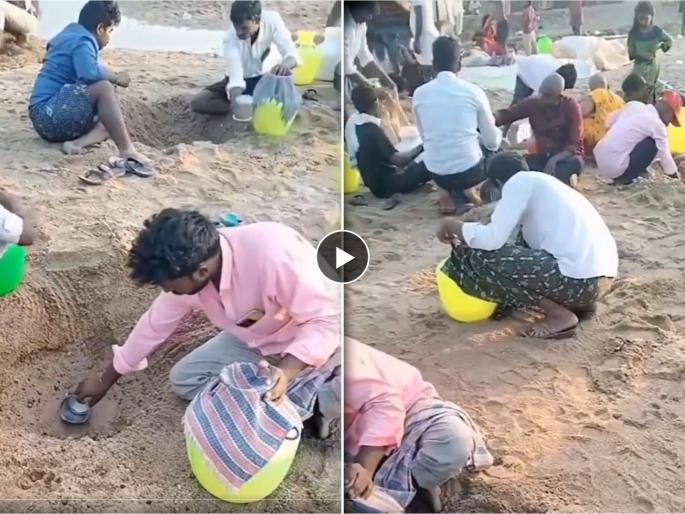 A video of people struggling for water is going viral on social media | भीषण परिस्थिती! कोरडा दुष्काळ, वाटीभर पाण्यासाठी रांगा; अंगावर काटा आणणारे दृश्य