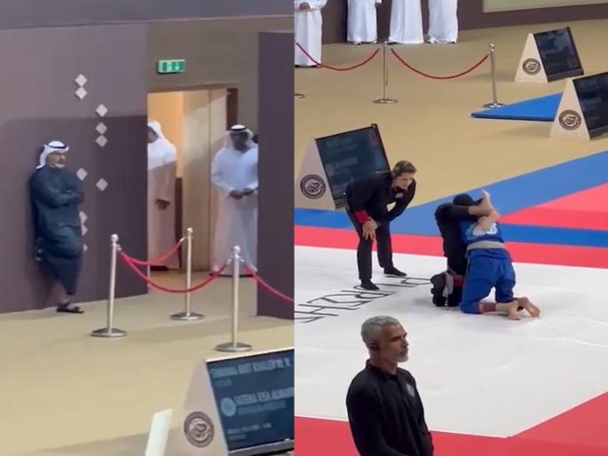 Dubai's Crown Prince watches the match on one leg standing, leaving VIP seat; Video of this man goes viral | VIP सीट सोडून दुबईच्या क्राऊन प्रिंसने एका पायावर मॅच पाहिली; या बाप माणसाचा Video होतोय व्हायरल Dubai's Crown Prince watches the match on one leg standing, leaving VIP seat; Video of this man goes viral | VIP सीट सोडून दुबईच्या क्राऊन प्रिंसने एका पायावर मॅच पाहिली; या बाप माणसाचा Video होतोय व्हायरल