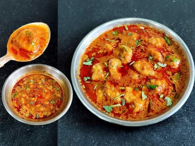 how to make khandeshi dubuk vade, dubuk vade recipe | घरात कोणतीच भाजी नसेल तर झटकन खरा खान्देशी डुबूक वडे! तोंडाला चव आणणारा झणझणीत रस्सा..