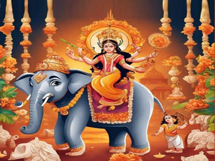 shardiya navratri 2023 know about significance of durga devi vahan this year and its meaning of devi will come on elephant vahan 2023 | Shardiya Navratri 2023: यंदा देवीचे वाहन असेल गजराज, नवरात्र ठरेल खास; वर्षभर शुभ-लाभ! shardiya navratri 2023 know about significance of durga devi vahan this year and its meaning of devi will come on elephant vahan 2023 | Shardiya Navratri 2023: यंदा देवीचे वाहन असेल गजराज, नवरात्र ठरेल खास; वर्षभर शुभ-लाभ!