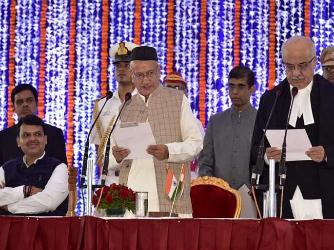 Koshari took oath as governor from Marathi | कोश्यारी यांनी मराठीतून घेतली राज्यपालपदाची शपथ Koshari took oath as governor from Marathi | कोश्यारी यांनी मराठीतून घेतली राज्यपालपदाची शपथ