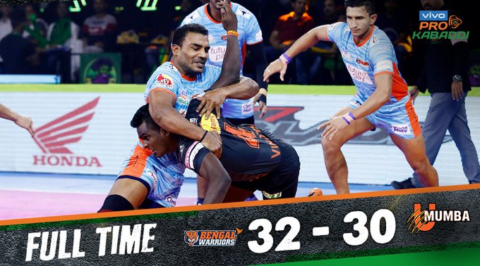 Pro Kabaddi: U Mumba defeat from Bengal Warriors | प्रो कबड्डी : यु मुंबाचा निसटता पराभव