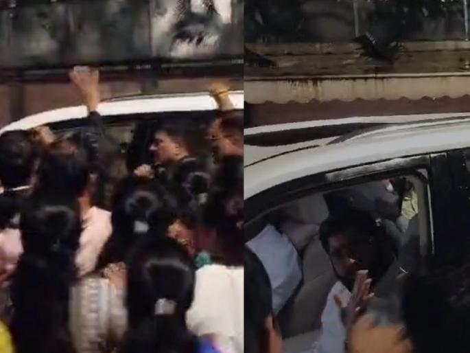 The Shinde group is in turmoil! Shiv Sena workers stopped the CM Eknath Shinde's convoy, cordoned off while it was coming out of Sahyadri | शिंदे गटात कुरबुरी! शिवसेनेच्या कार्यकर्त्यांनी रोखला मुख्यमंत्र्यांचा ताफा, सह्याद्रीमधून बाहेर पडत असतानाच गराडा The Shinde group is in turmoil! Shiv Sena workers stopped the CM Eknath Shinde's convoy, cordoned off while it was coming out of Sahyadri | शिंदे गटात कुरबुरी! शिवसेनेच्या कार्यकर्त्यांनी रोखला मुख्यमंत्र्यांचा ताफा, सह्याद्रीमधून बाहेर पडत असतानाच गराडा