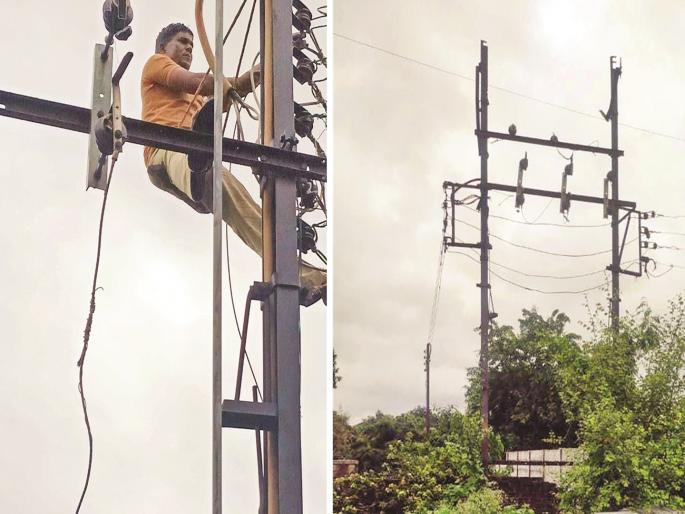 Live wires fell on the road; Due to the vigilance of the citizens, a major disaster was averted | वीज प्रवाहित तार तुटून पडली रस्त्यावर; नागरिकांच्या दक्षतेने मोठा अनर्थ टळला Live wires fell on the road; Due to the vigilance of the citizens, a major disaster was averted | वीज प्रवाहित तार तुटून पडली रस्त्यावर; नागरिकांच्या दक्षतेने मोठा अनर्थ टळला