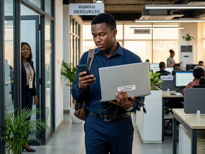 Viral: Stepped into the office and resigned within an hour! The employee's game changed as soon as he got the company laptop in his hand | Viral : ऑफिसमध्ये पाऊल ठेवले अन् तासाभरात राजीनामा! कंपनीचा लॅपटॉप हातात येताच कर्मचाऱ्याचा गेम बदलला Viral: Stepped into the office and resigned within an hour! The employee's game changed as soon as he got the company laptop in his hand | Viral : ऑफिसमध्ये पाऊल ठेवले अन् तासाभरात राजीनामा! कंपनीचा लॅपटॉप हातात येताच कर्मचाऱ्याचा गेम बदलला