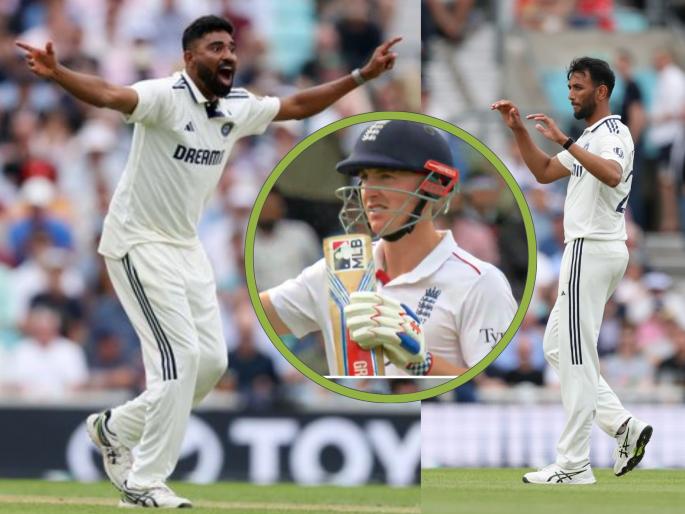England vs India, 5th Test Day 2 Zak Crawley and Harry Brook Fifty England Took A 23 Run Lead In First Innings Four Wicket Hauls From Mohammed Siraj And Prasidh Krishna | IND vs ENG : सिराजसह प्रसिद्ध कृष्णानं मारला 'चौकार'! यजमान इंग्लंडचा पहिला डाव अल्प आघाडीसह संपला